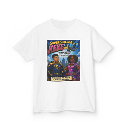 Kids White Tee- Super Siblings